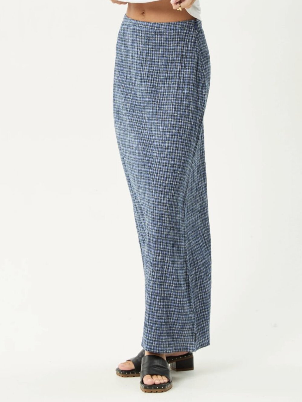 Afends Lita Seersucker Maxi Skirt Seersucker Maxi Skirt - Size Small - NWT Blue - Picture 3 of 6